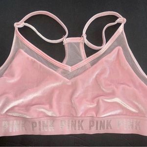 PINK by VS Sports Bra - Pink Velvet & Mesh/Sz Large